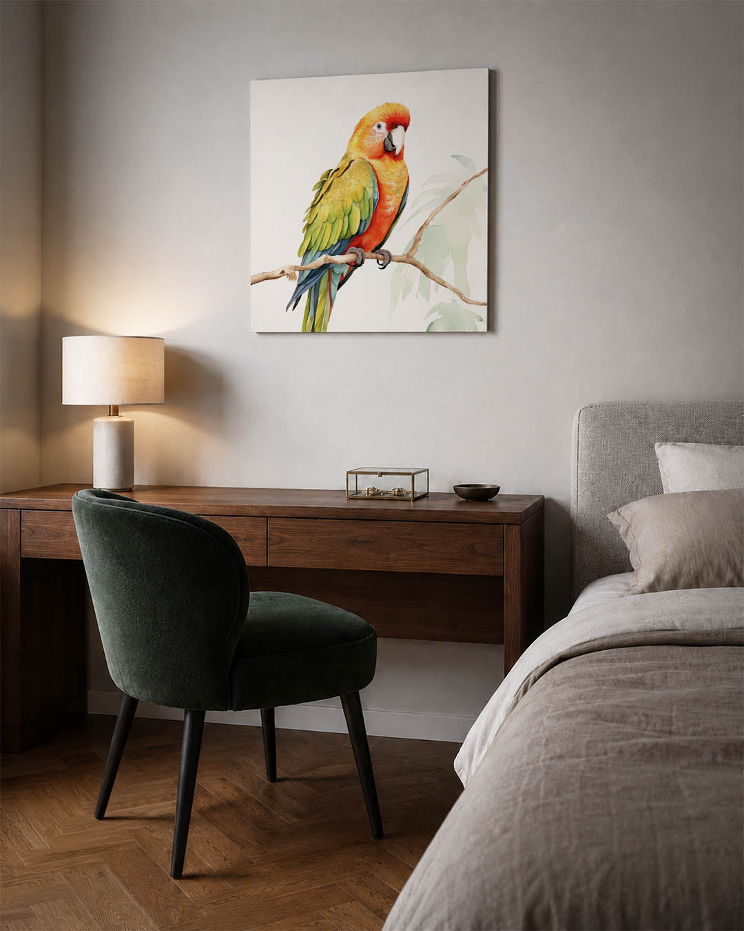 Vrolijke papegaai Kunstwerk