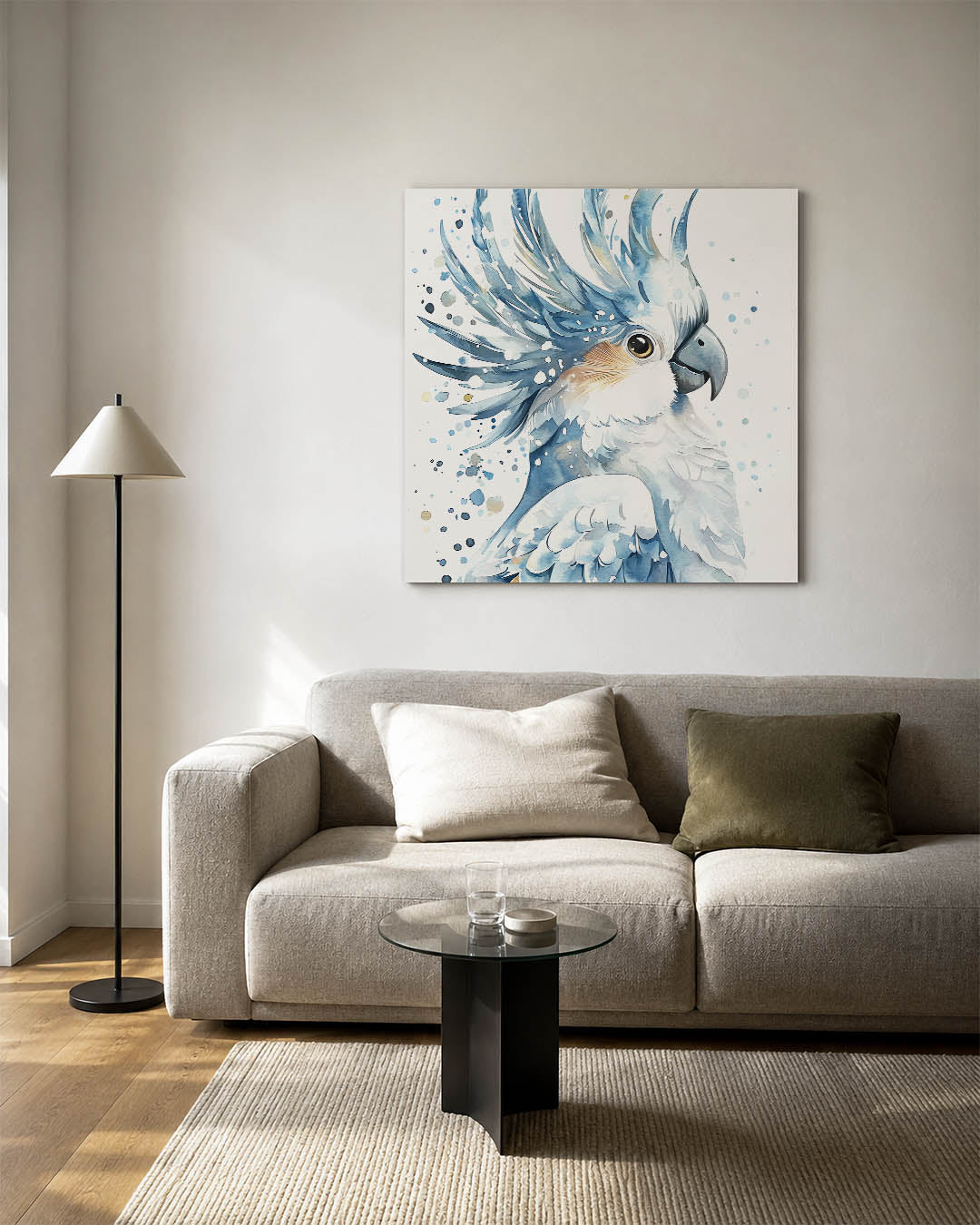 Vogelsilhouet in blauwtinten Kunstwerk