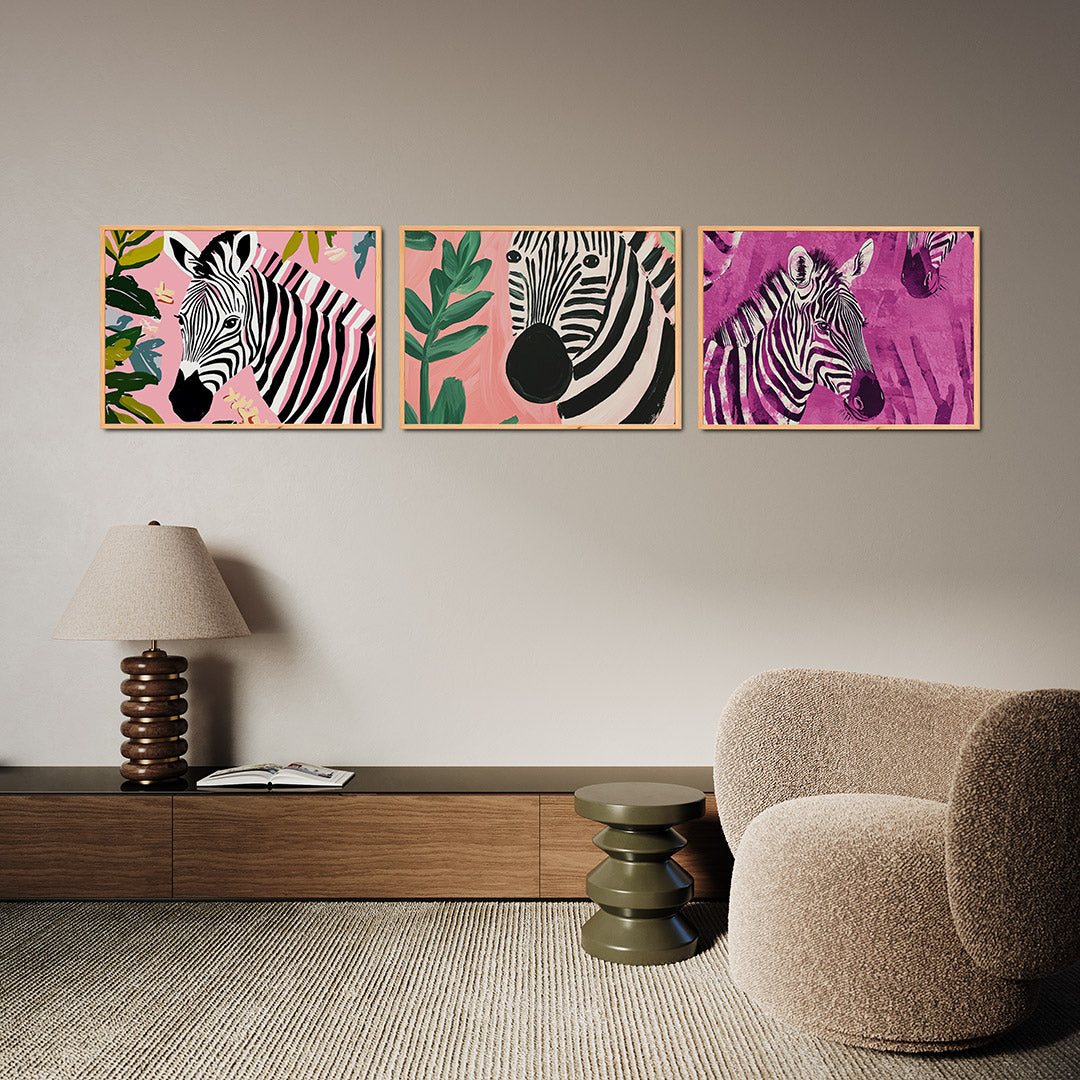 Zebra en bladeren Posterset