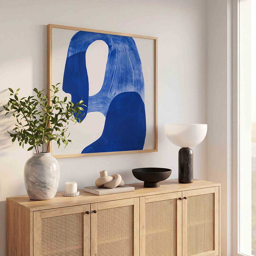 Abstracte blauwe vormen Poster