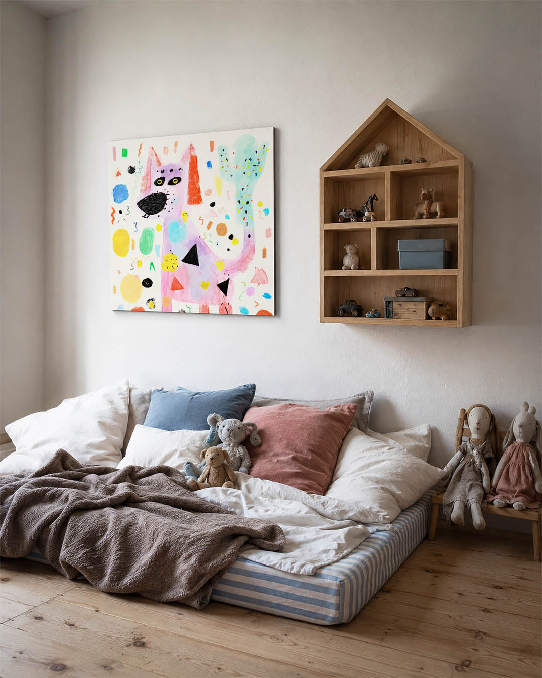 Speelse dierenfantasie Kunstwerk