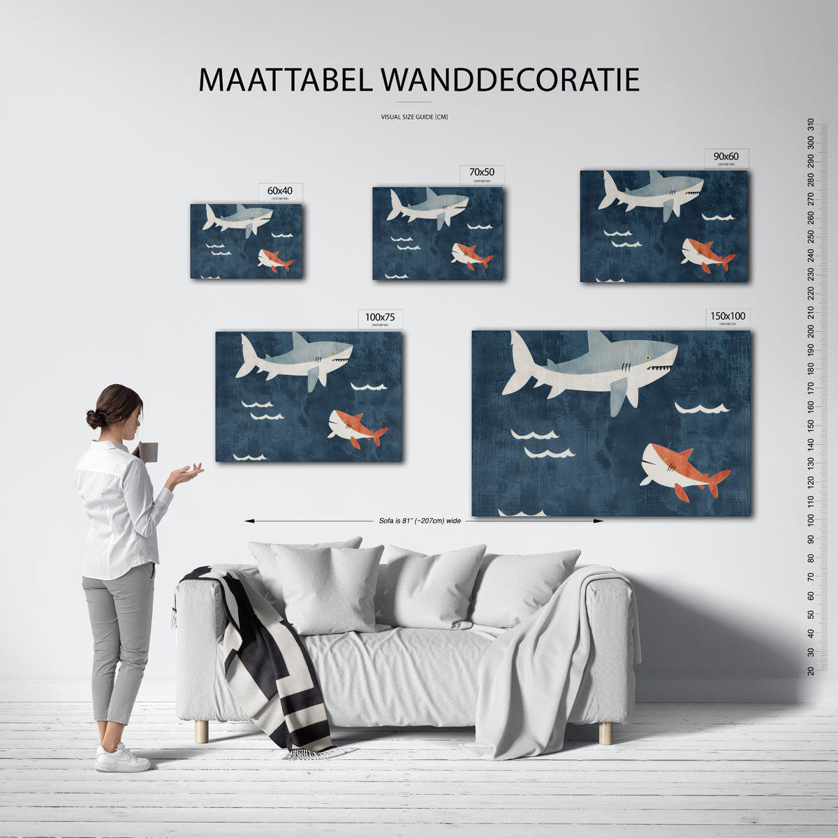 Grafische haaien Kunstwerk