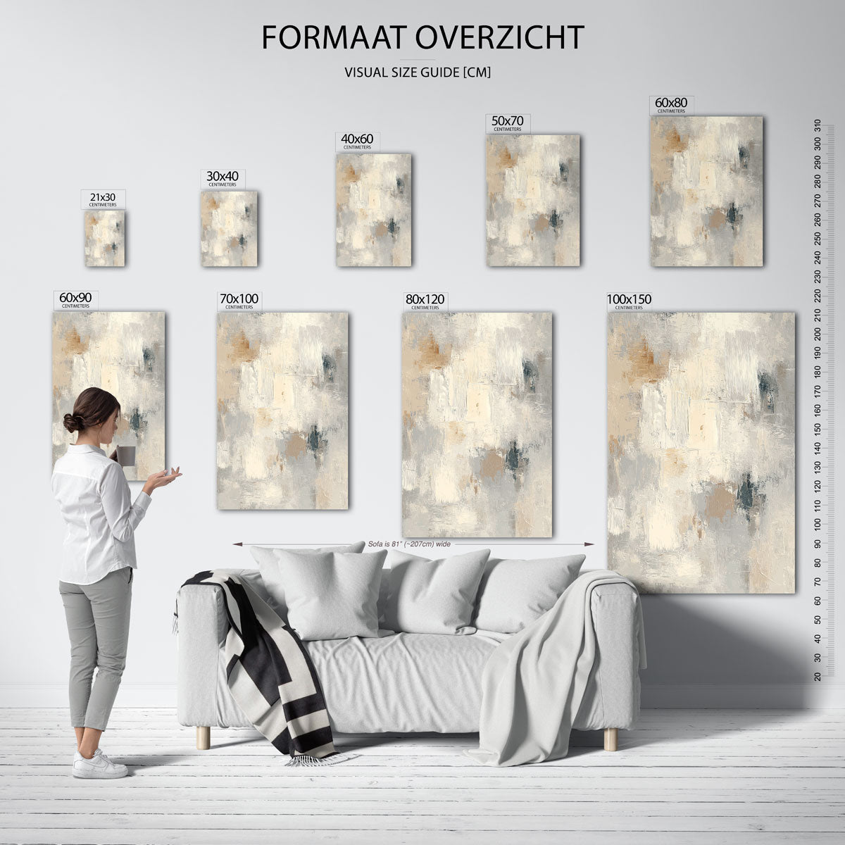 Abstracte beige en grijze Poster