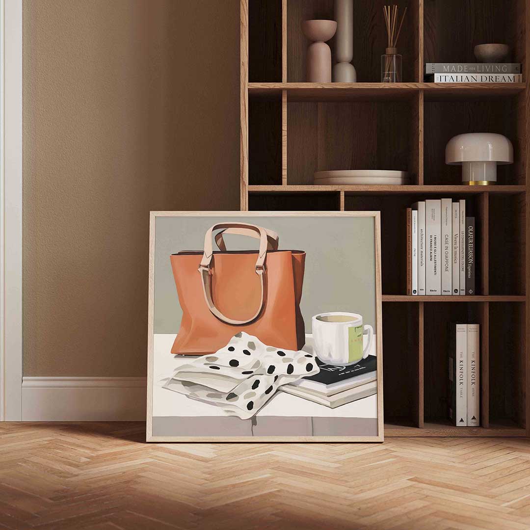 Tas en mok op tafel Poster