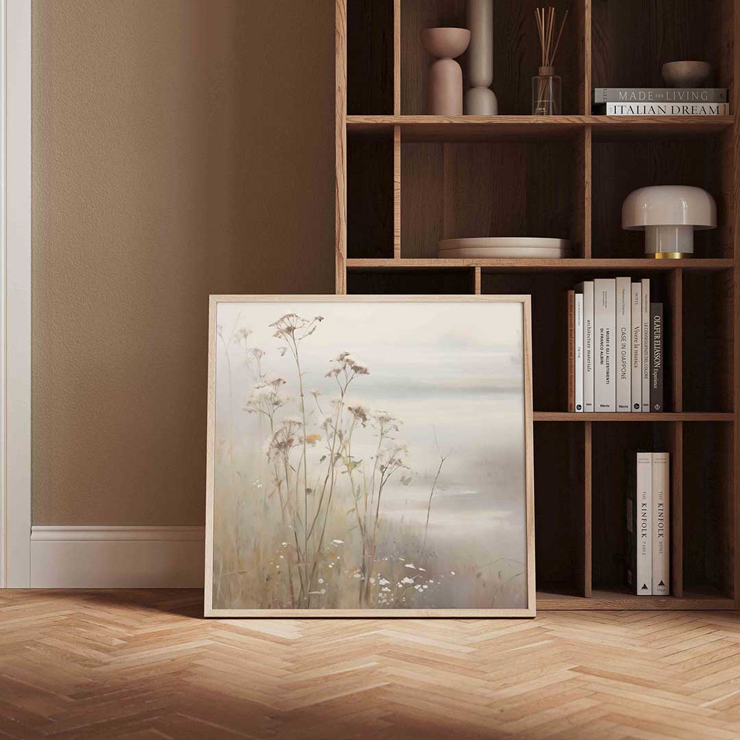 Wilde bloemen in mist Poster