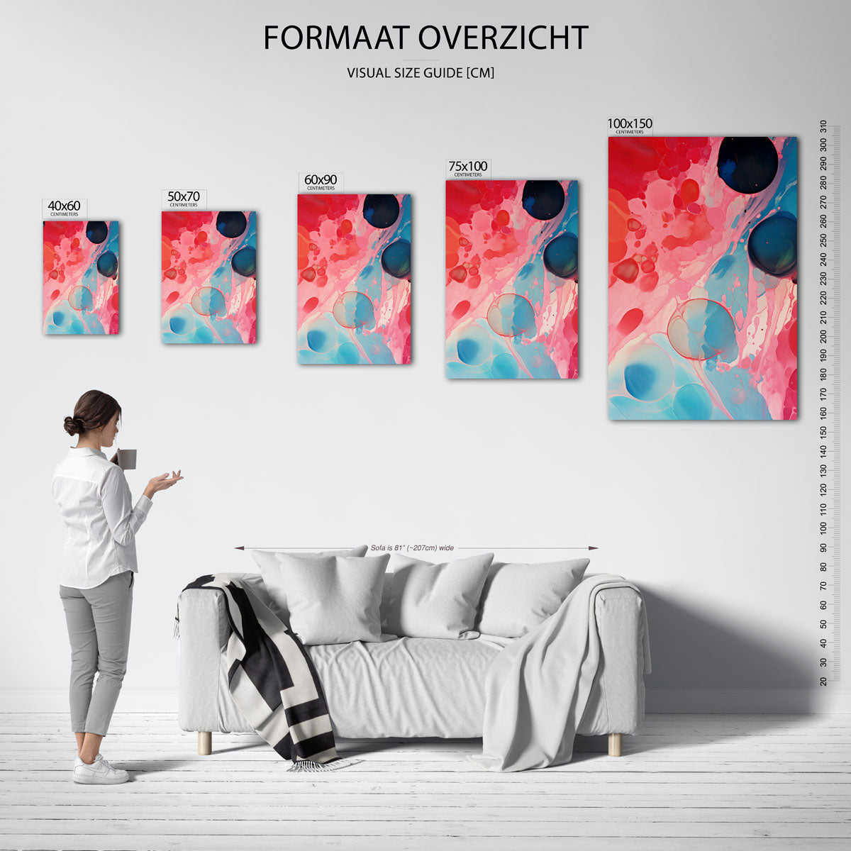 Vloeiende kleurencompositie Kunstwerk