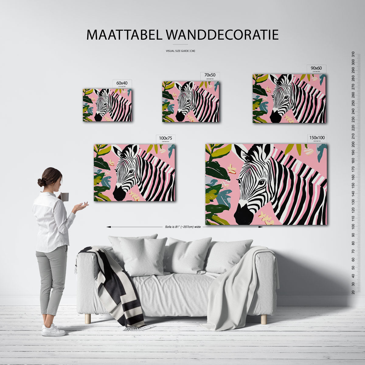 Zebra en bladeren Kunstwerk