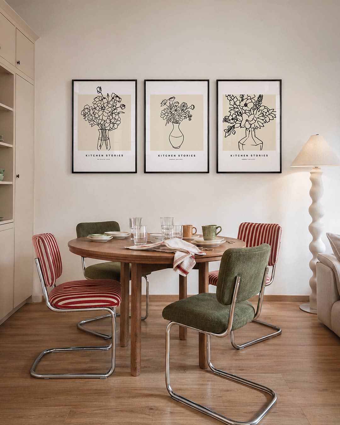 Lijnenspel bloemen Posterset