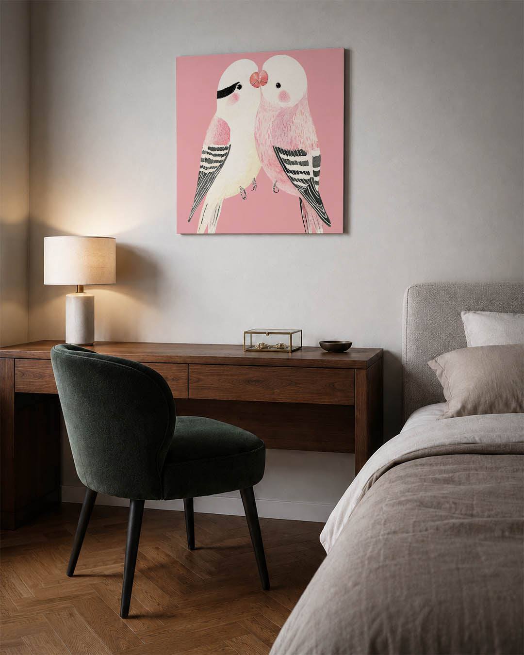 Liefdevolle vogels Kunstwerk