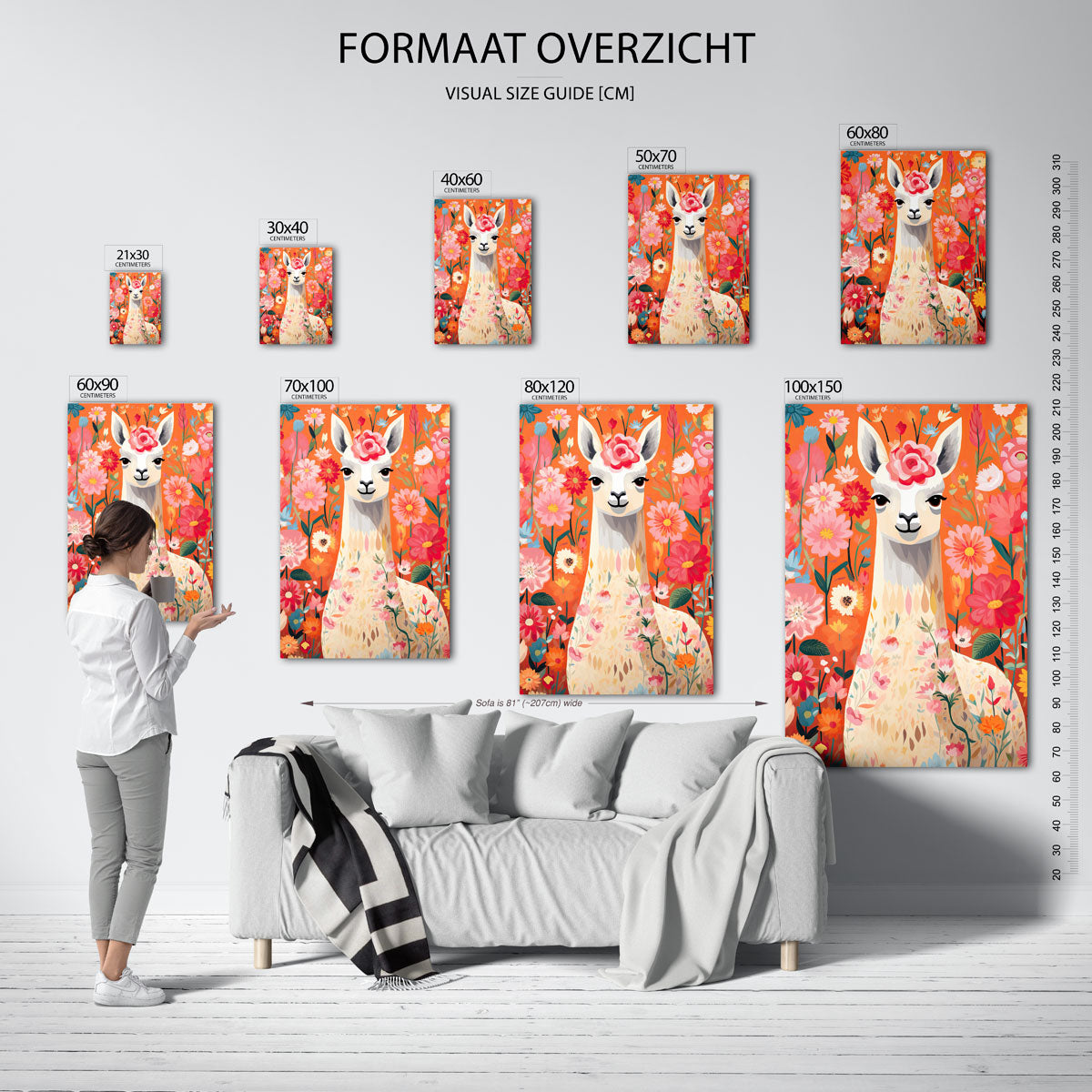 Lama tussen bloemen Poster