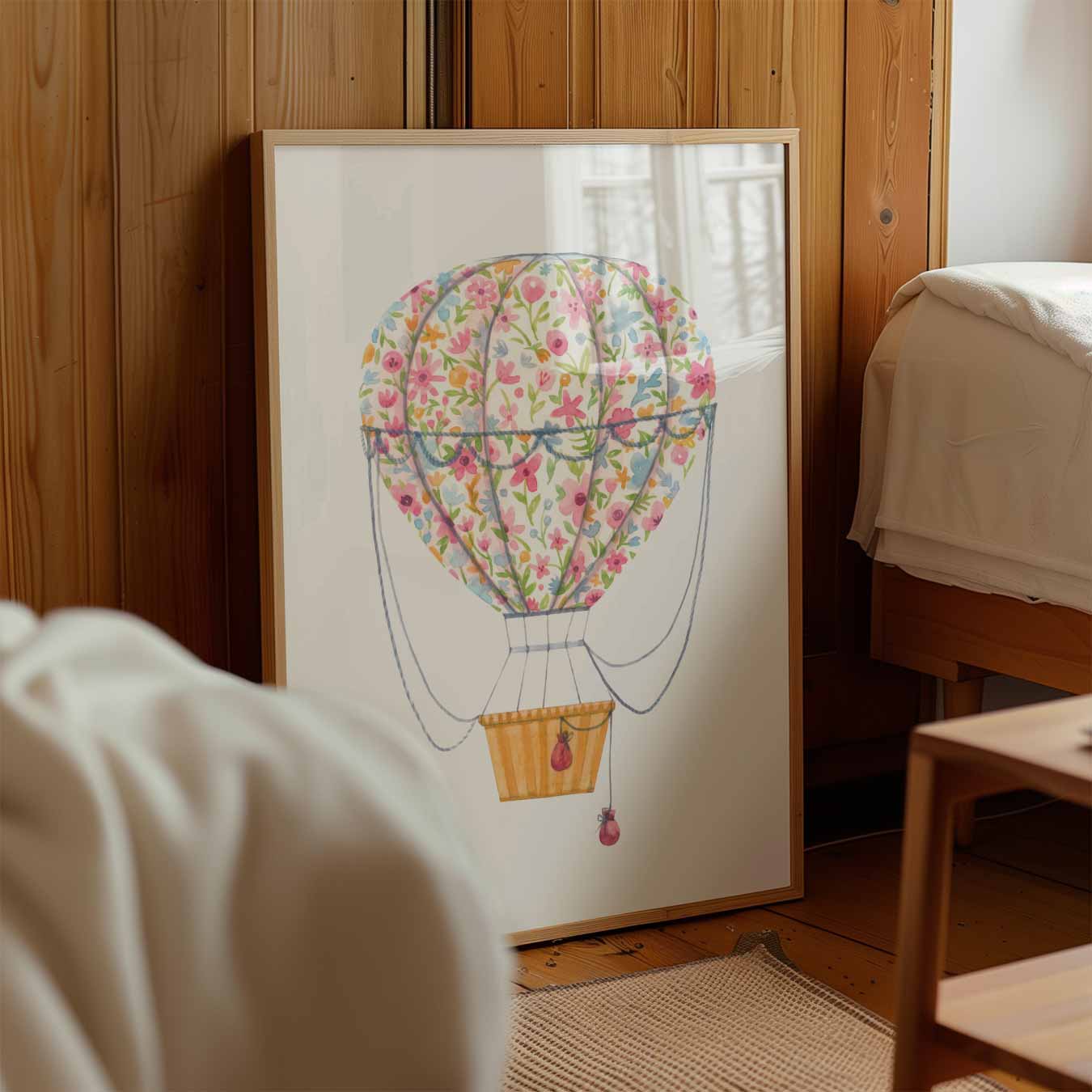 Dromerige Bloemenluchtballon Poster-WallArtistic
