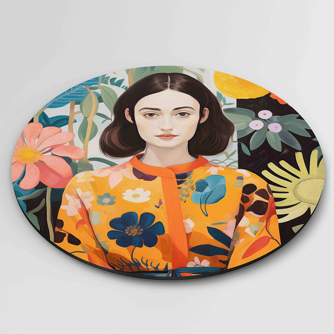 Vrouw met bloemen Muurcirkel