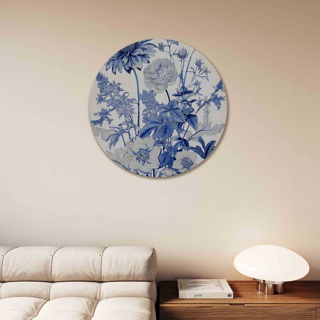 Blauwe bloemen Muurcirkel