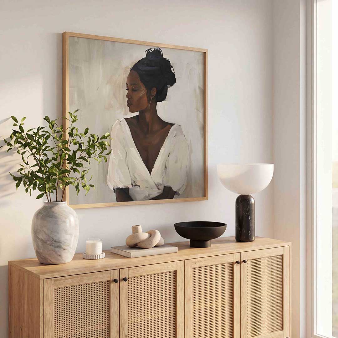 Vrouw met opgestoken haar Poster