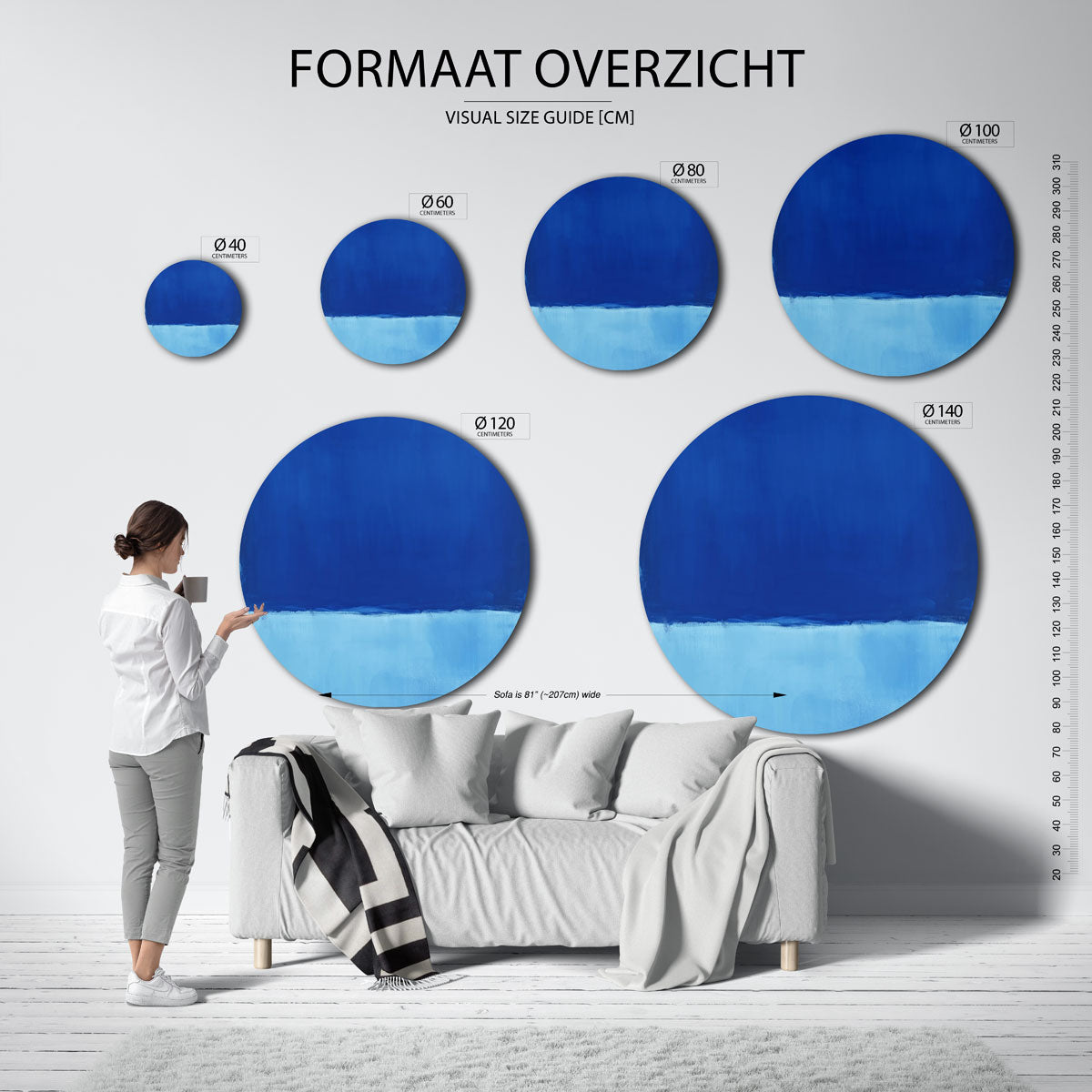 Blauwe horizon Muurcirkel