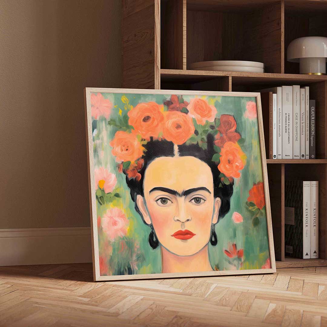 Portret met bloemen Poster