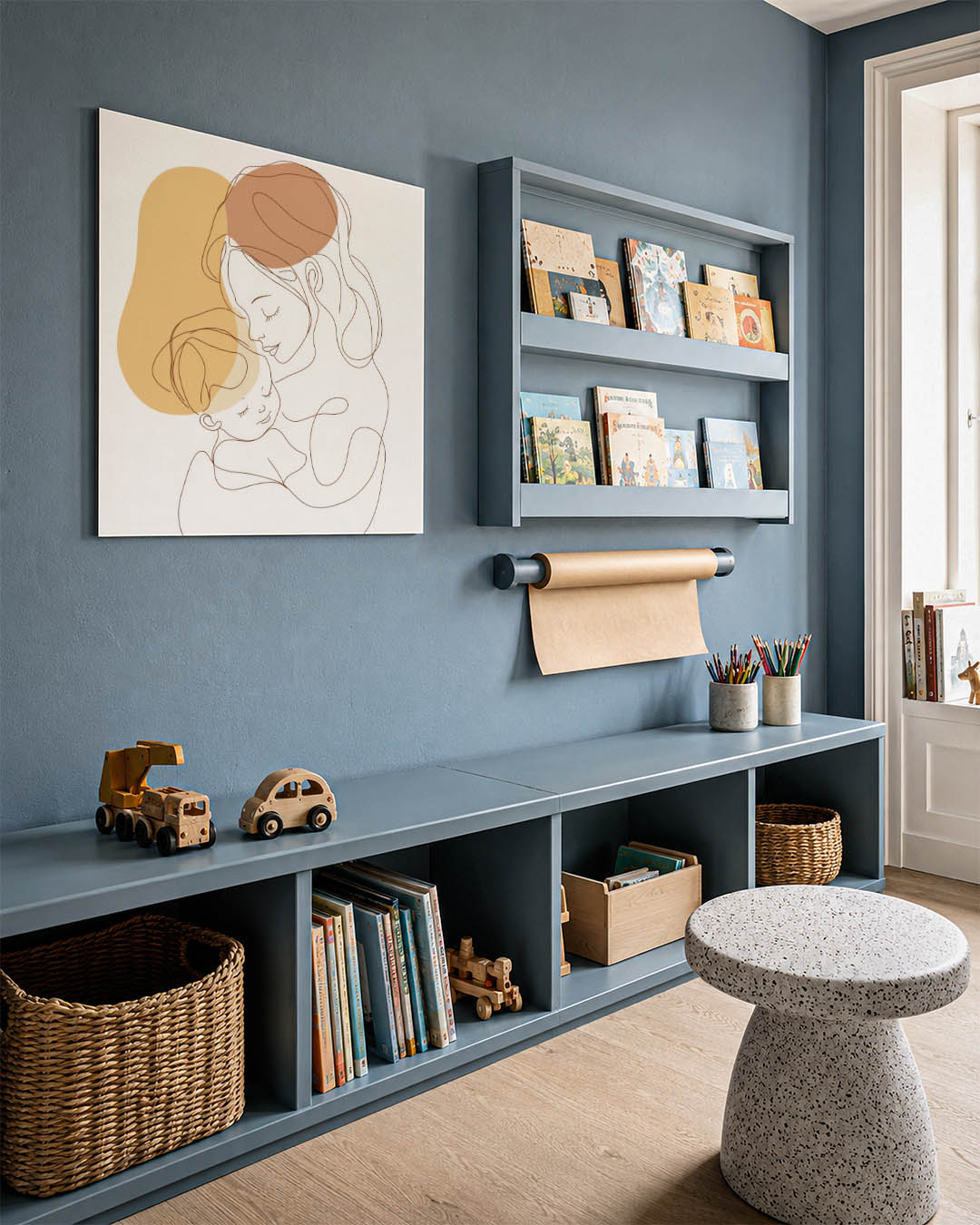 Lijntekening moeder en kind Kunstwerk