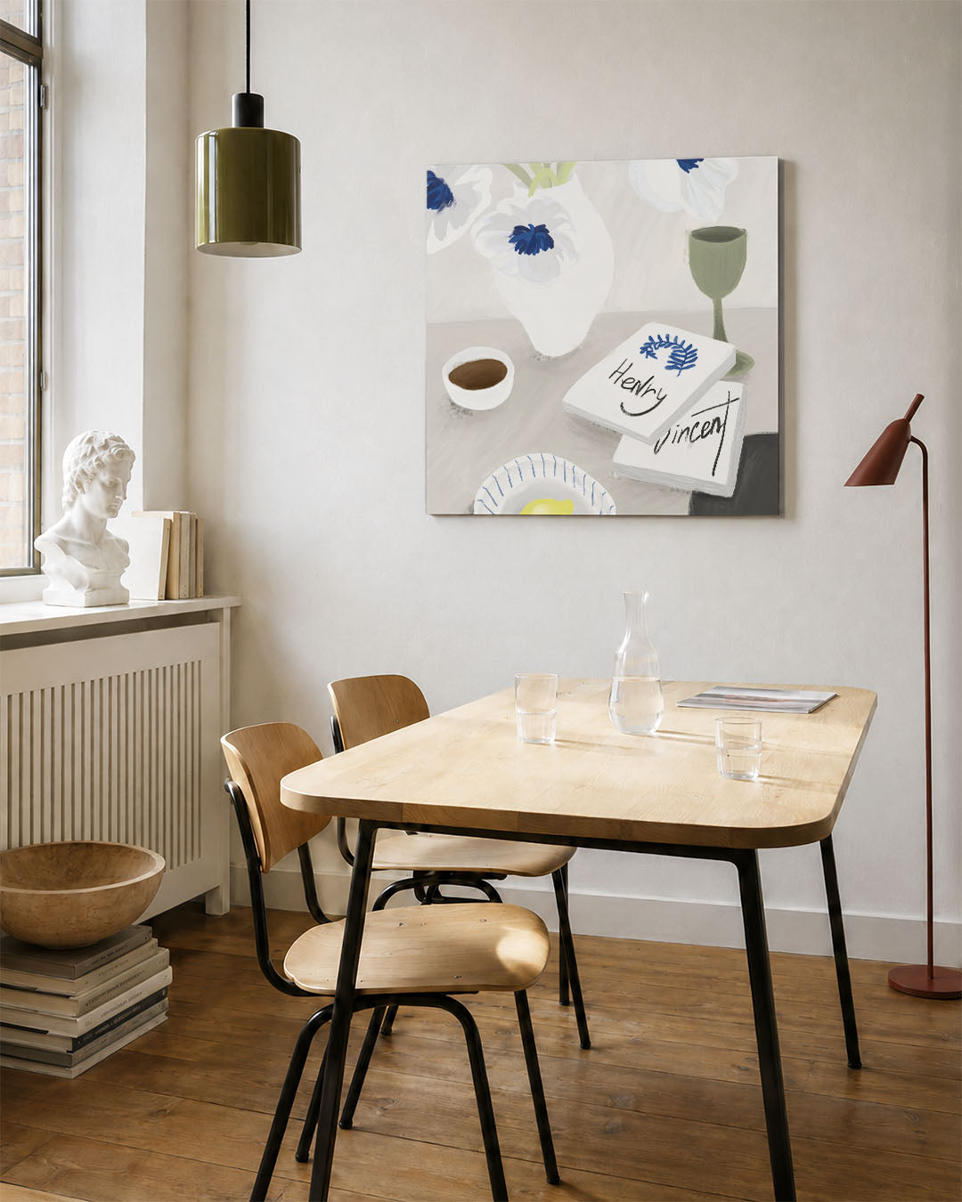 Bloemen en boeken Kunstwerk