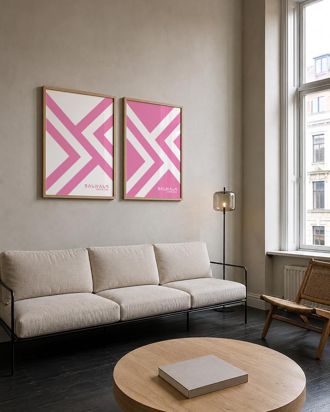 Roze lijnenpatroon Posterset