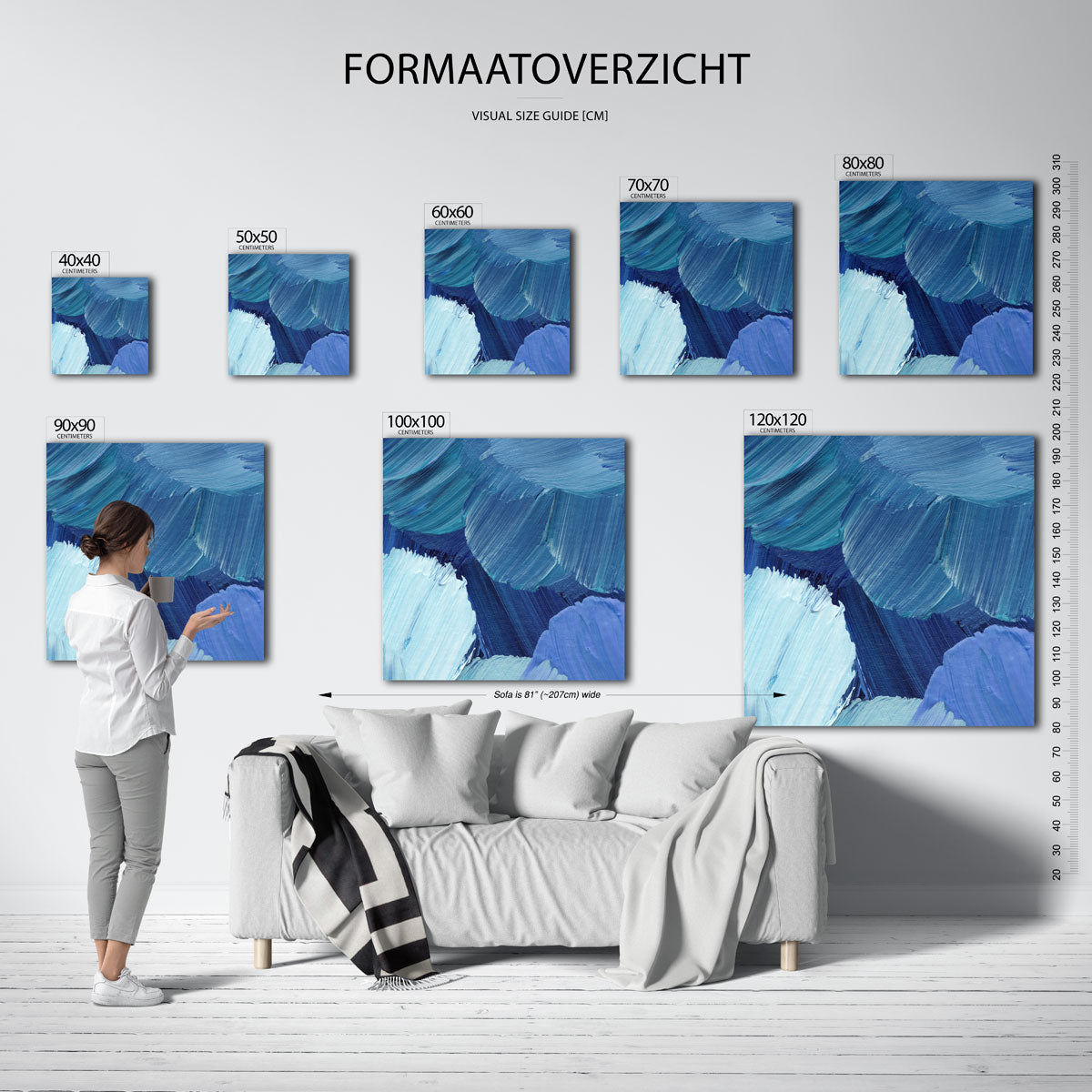 Blauwe penseelstreken Poster