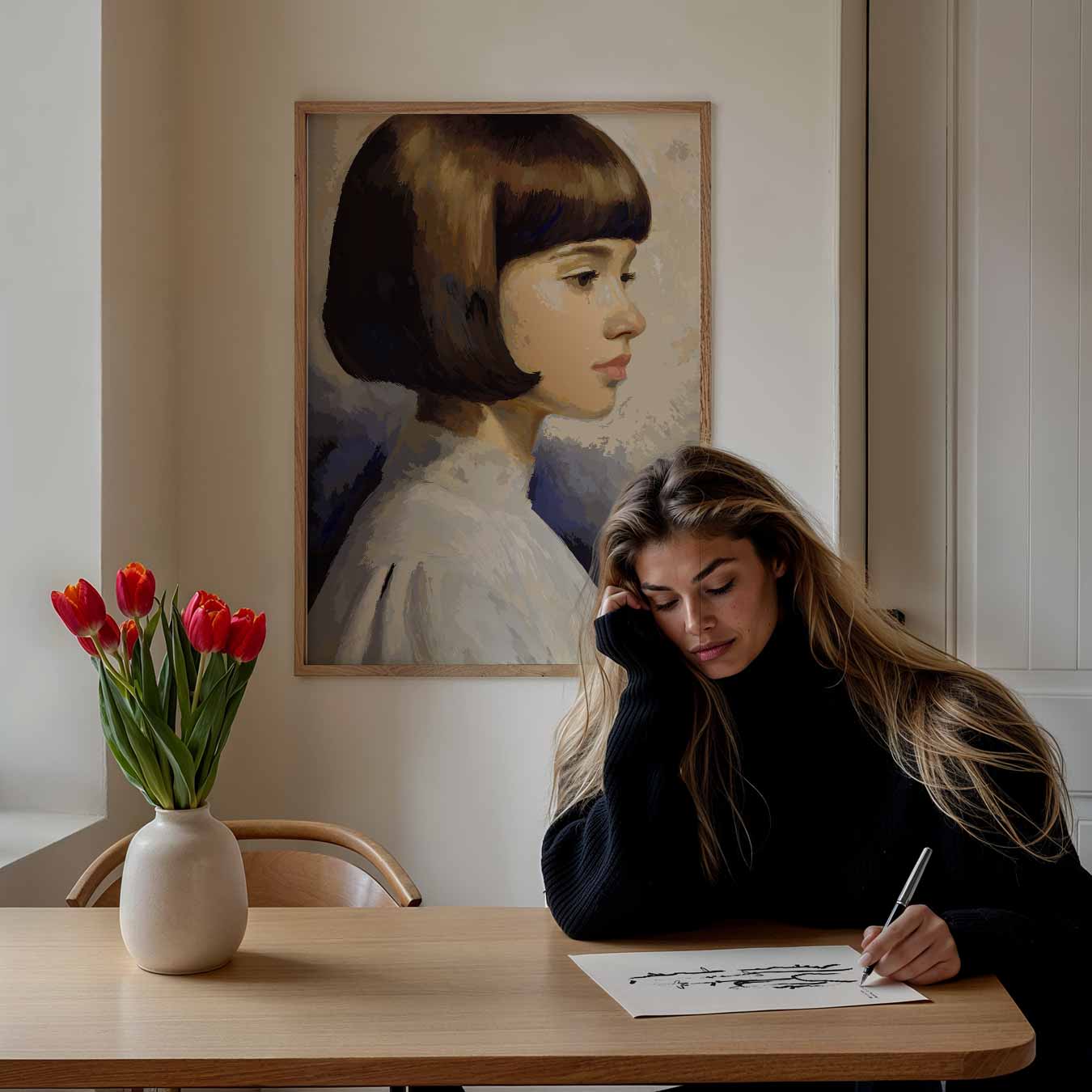 Vrouwelijk Klassiek Portret Poster-WallArtistic
