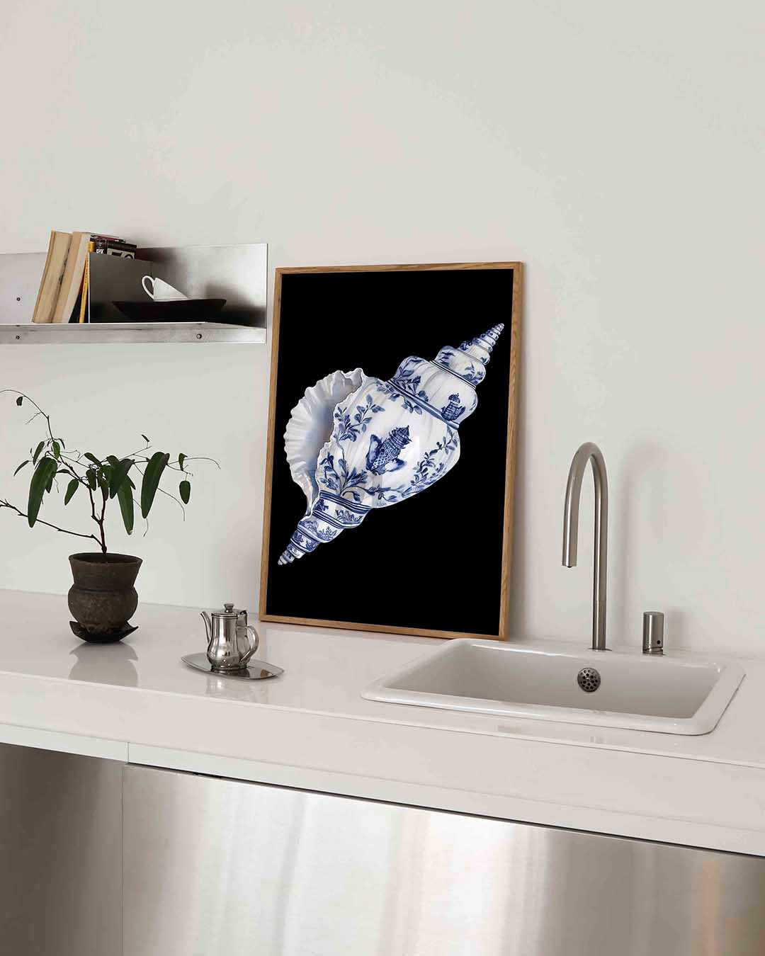 Schelp met blauwe patronen Poster