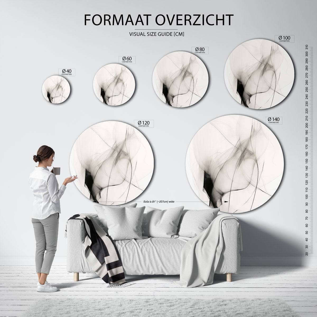 Abstracte lijnen Muurcirkel