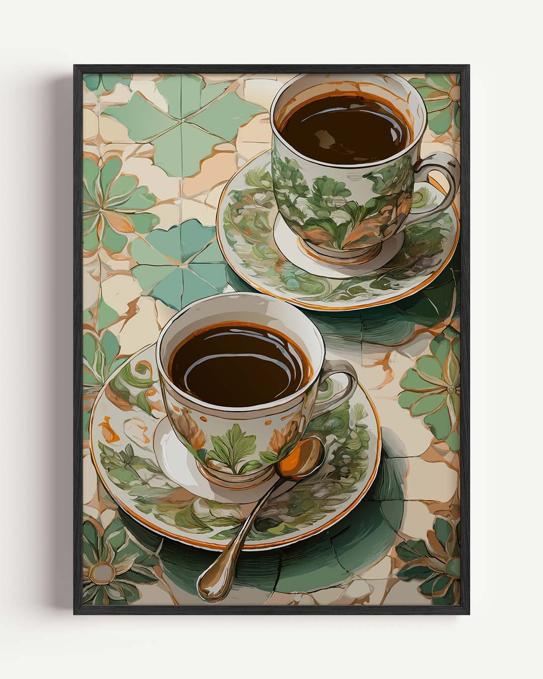 Botanische Koffietijd Poster-WallArtistic