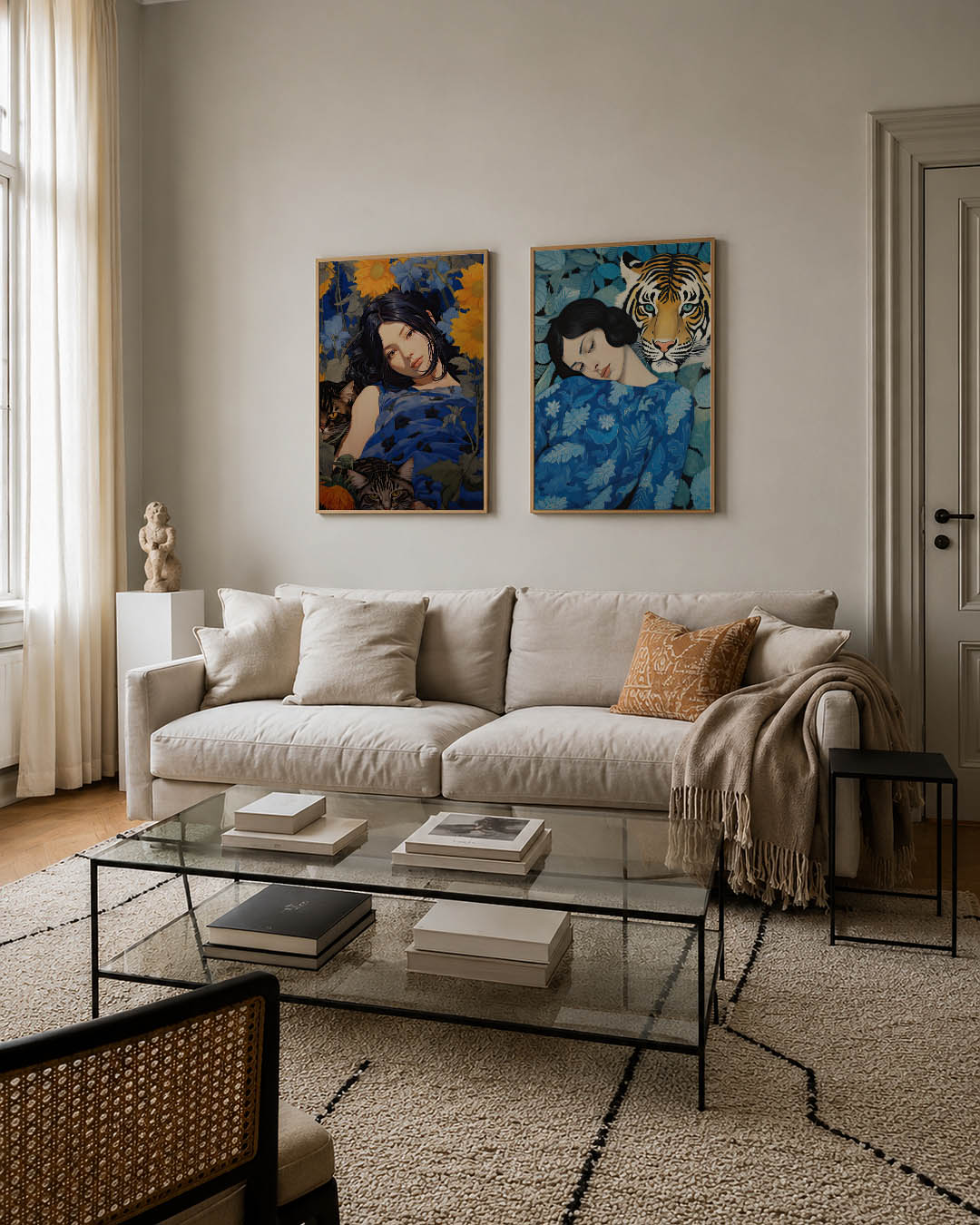 Bloemen en katten Posterset
