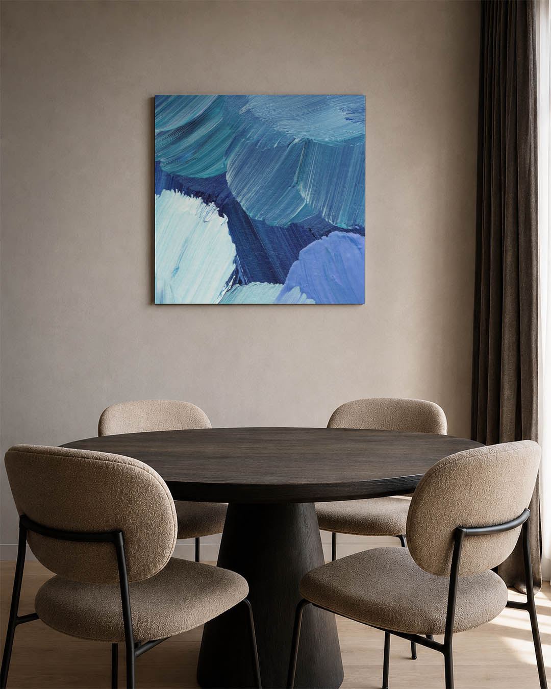Dynamische blauwe borstels Kunstwerk
