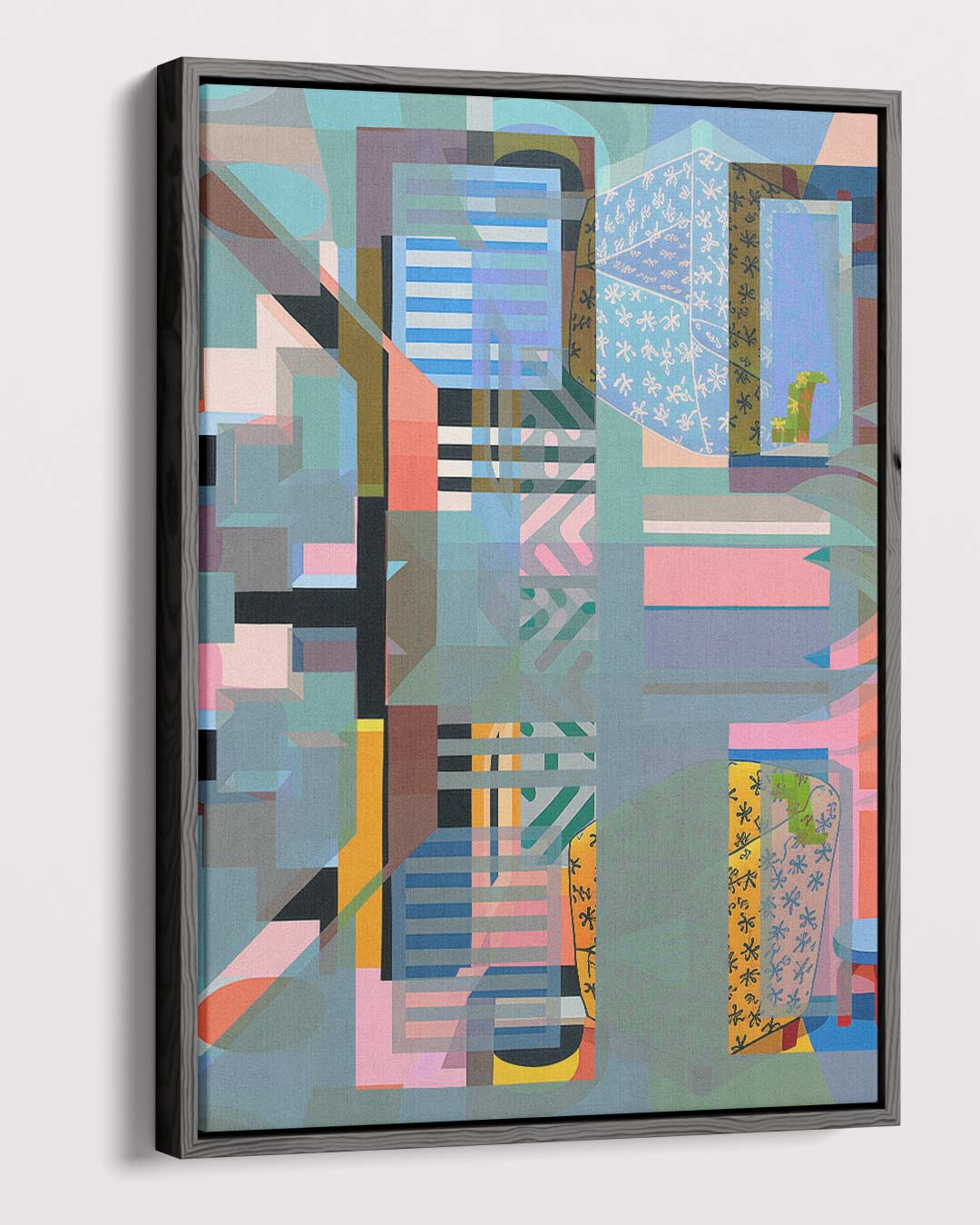 Kleurrijk Abstract Geometrisch Kunstwerk-canvas-dibond-plexiglas-wanddecoratie-WallArtistic