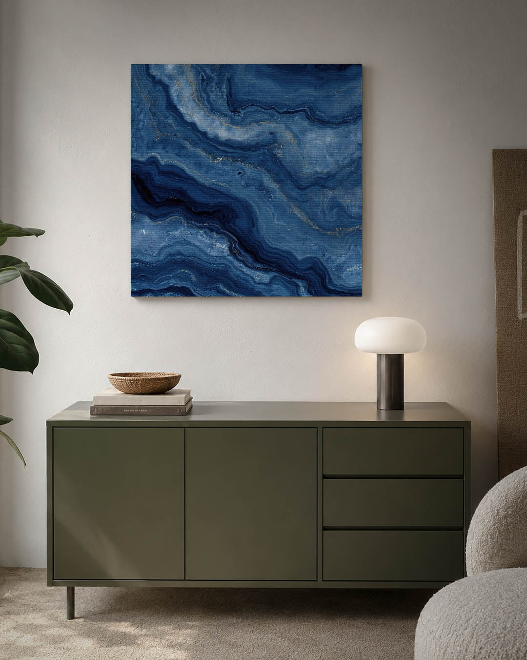Golvende blauwe patronen Kunstwerk