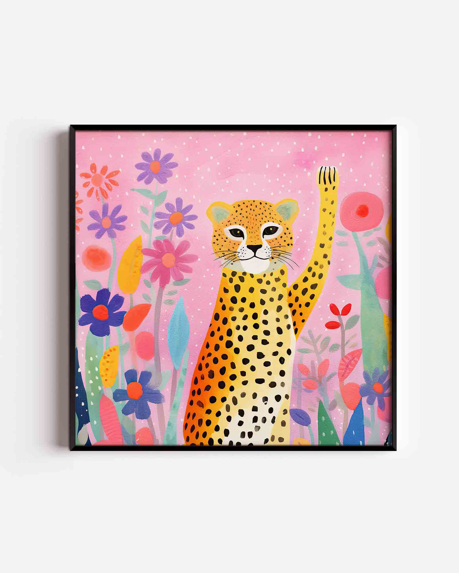 Luipaard en bloemen Poster
