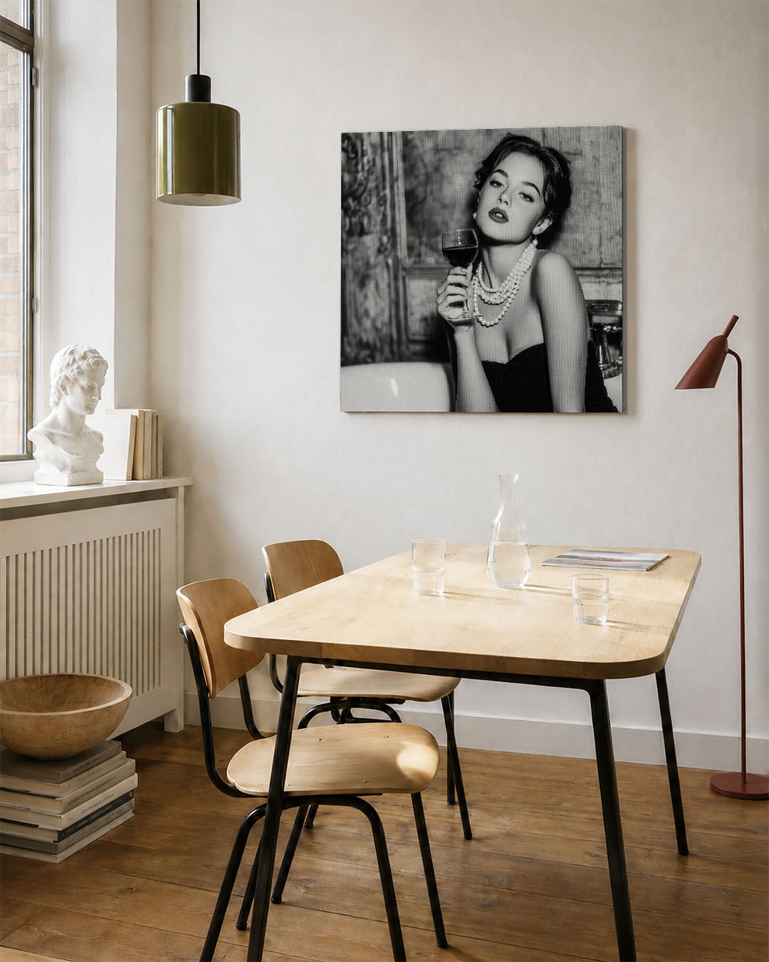 Elegante vrouw met wijn Kunstwerk