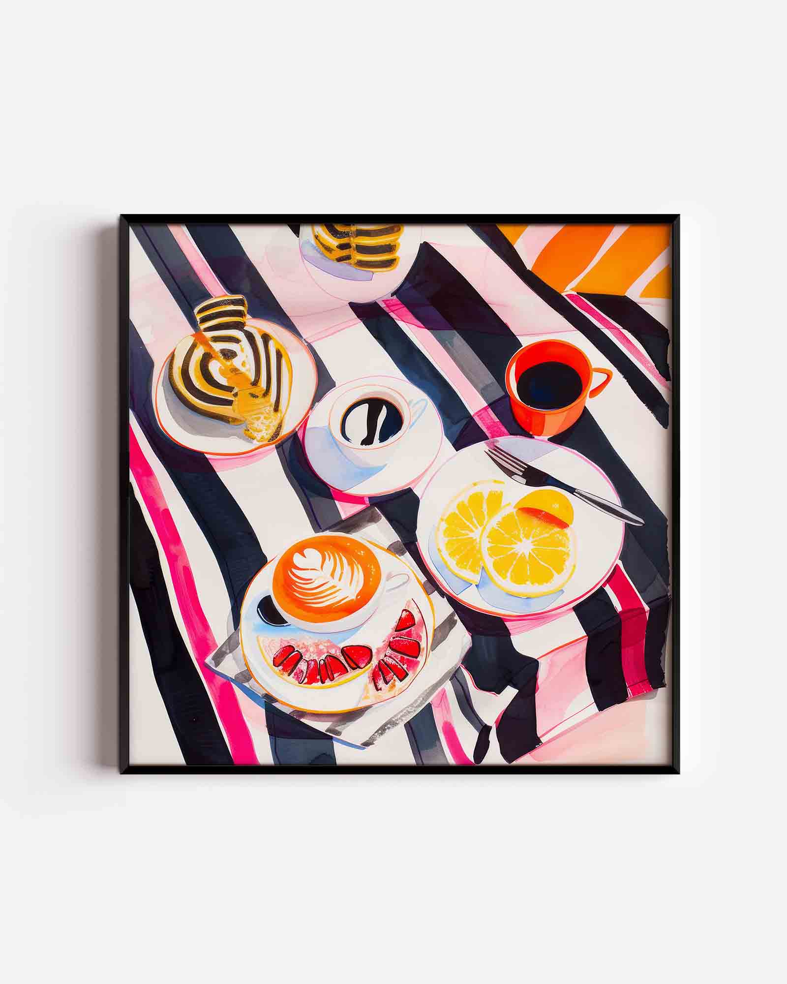 Ontbijt met koffie en fruit Poster