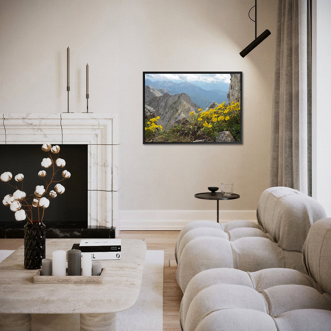 Berglandschap met bloemen Kunstwerk