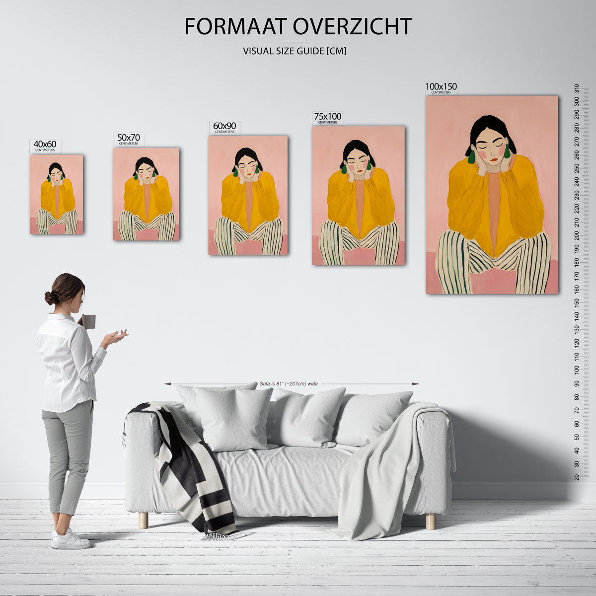 Vrouw in gele trui Kunstwerk