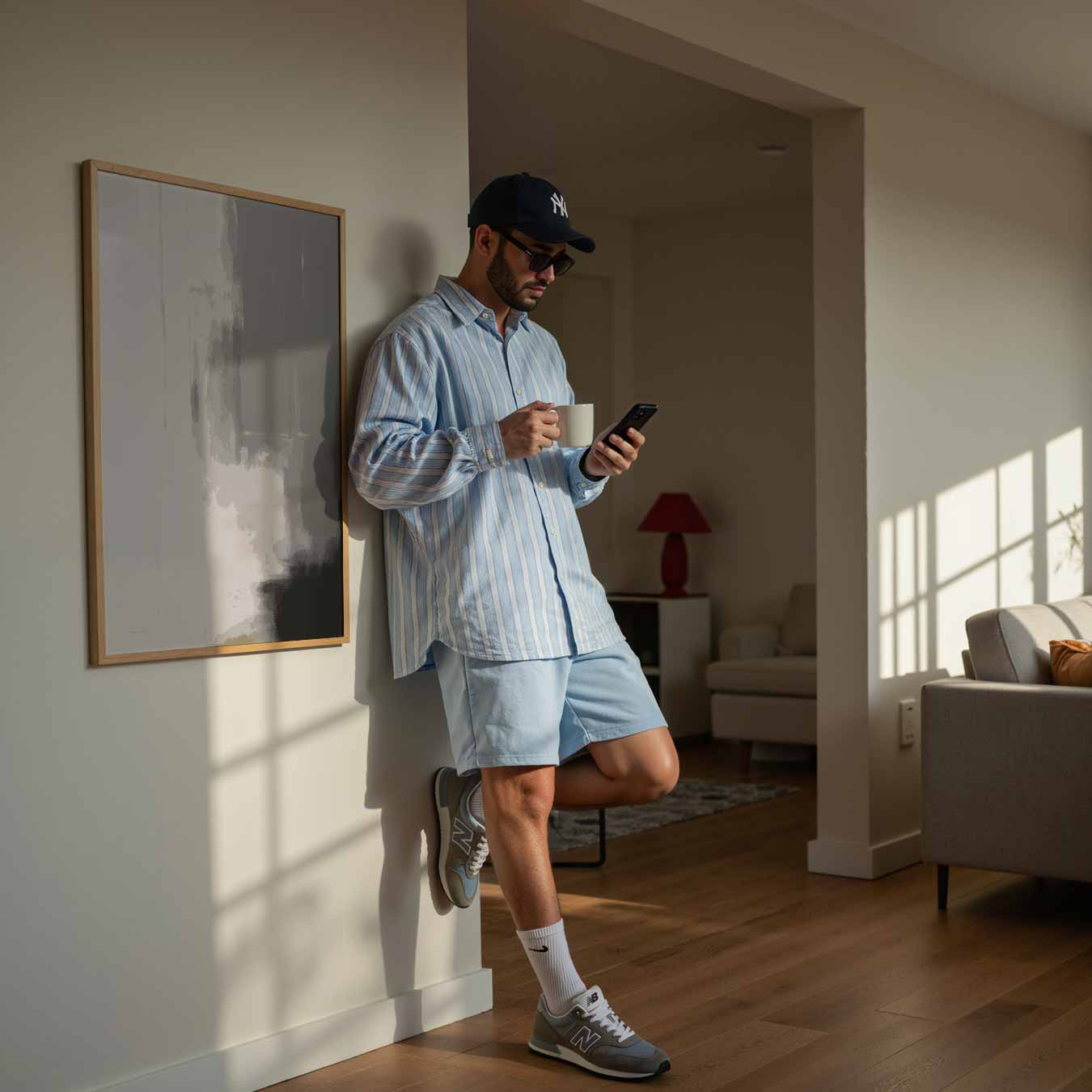 Moderne Grijze Abstracte Poster-WallArtistic
