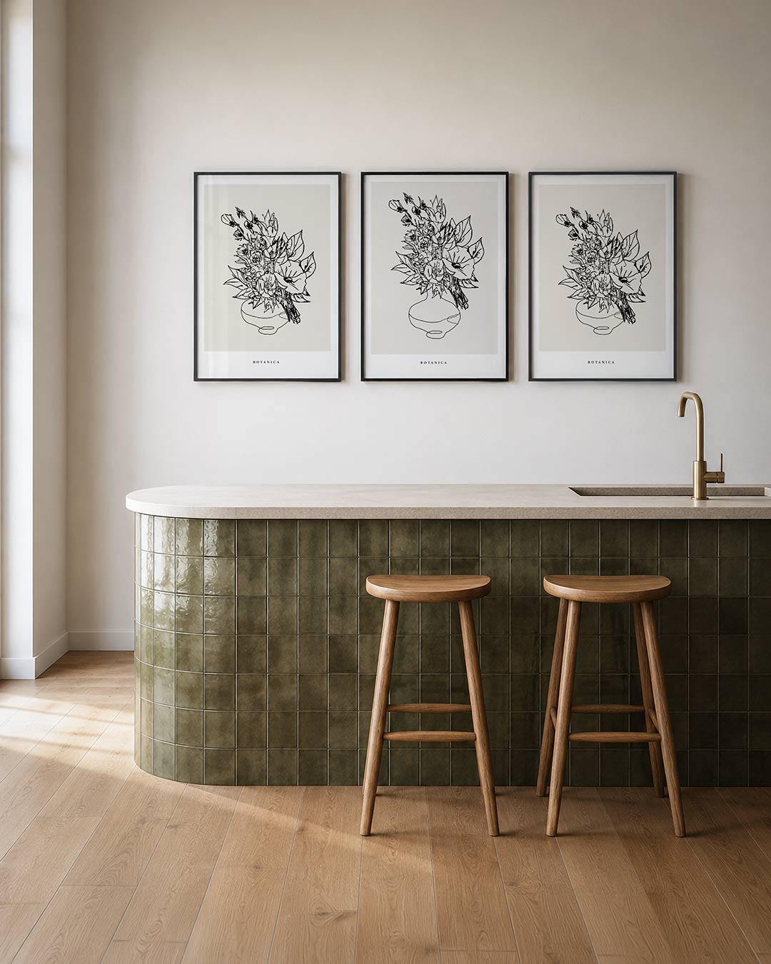 Lijnenspel bloem Posterset