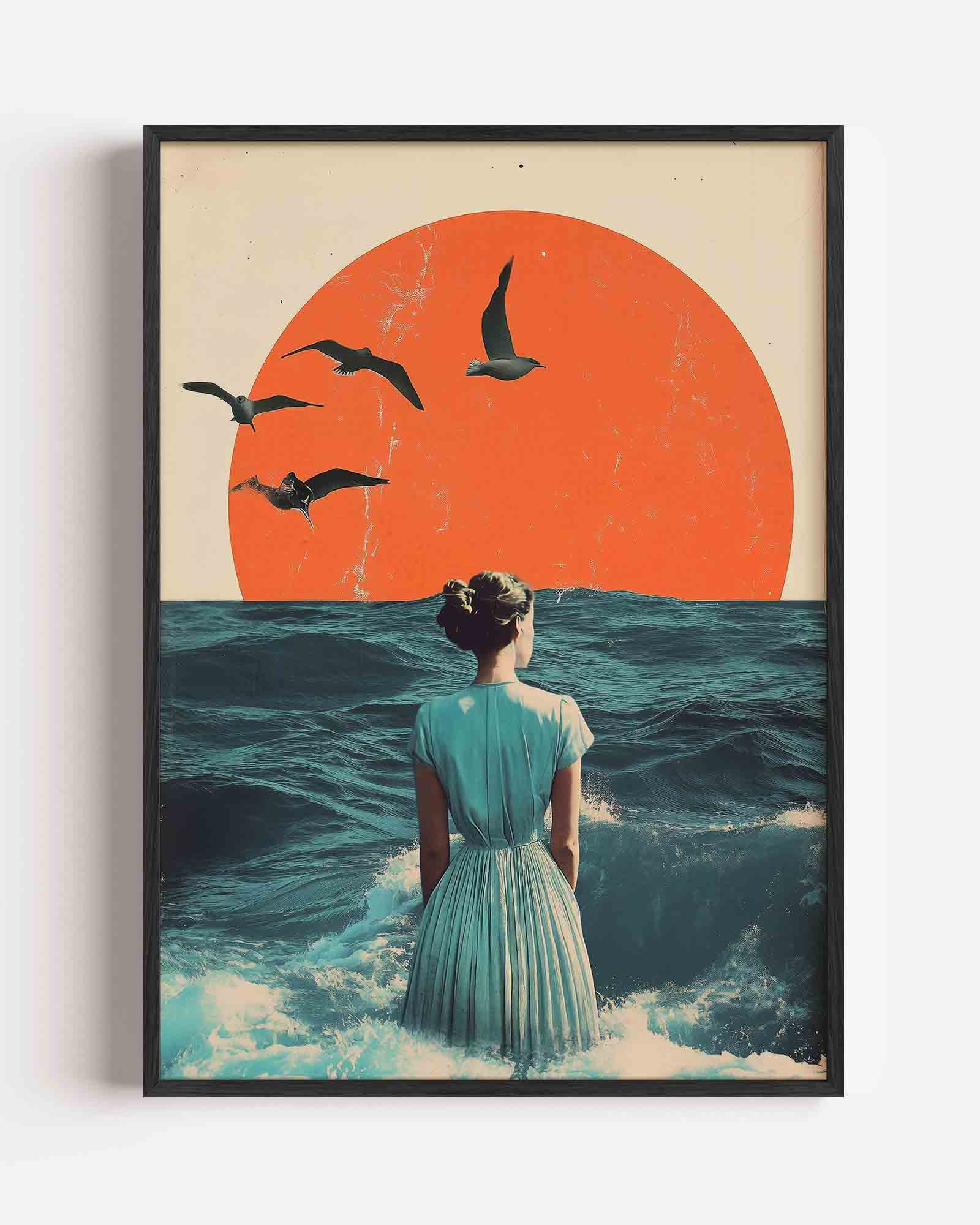 Vrouw bij zee Poster