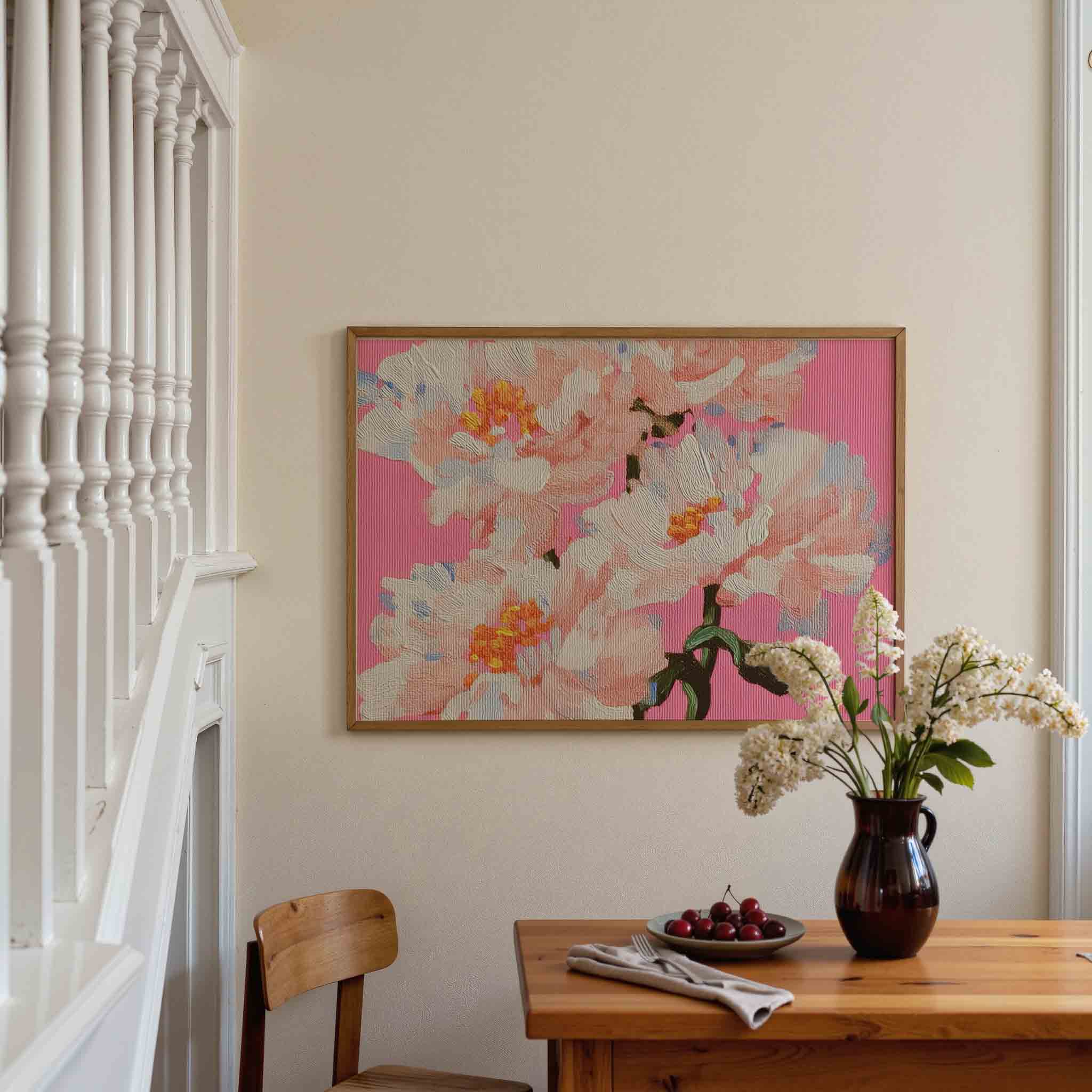 Bloemen op roze Poster