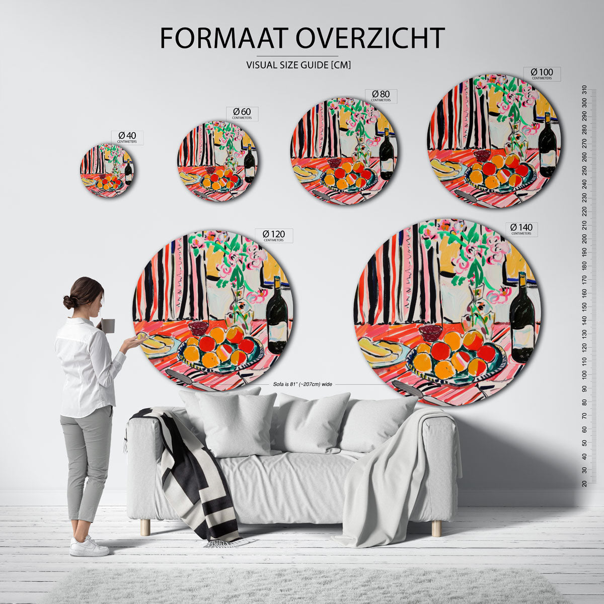 Fruit en bloemen Muurcirkel
