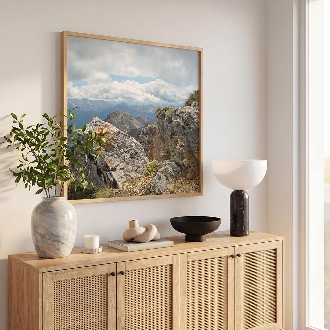 Berglandschap met rotsen Poster