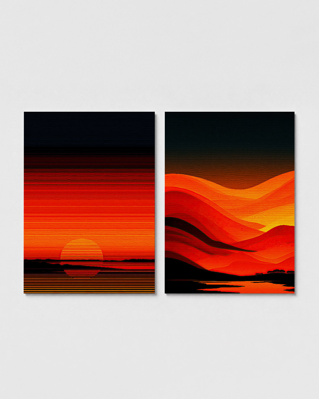 Zonsondergang lijnen Posterset