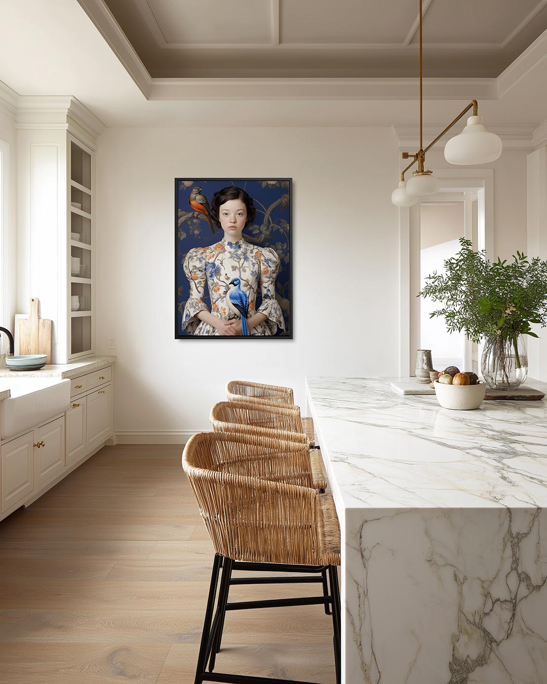 Vrouw met vogels Kunstwerk