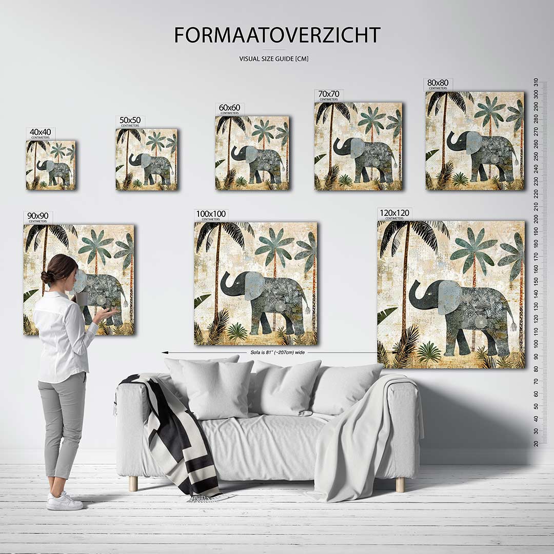 Olifant en palmbomen Kunstwerk