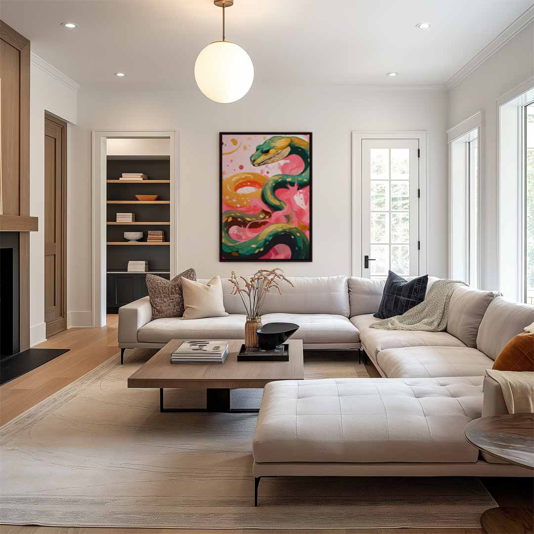 Kleurrijke Slangenpracht Kunstwerk-canvas-dibond-plexiglas-wanddecoratie-WallArtistic