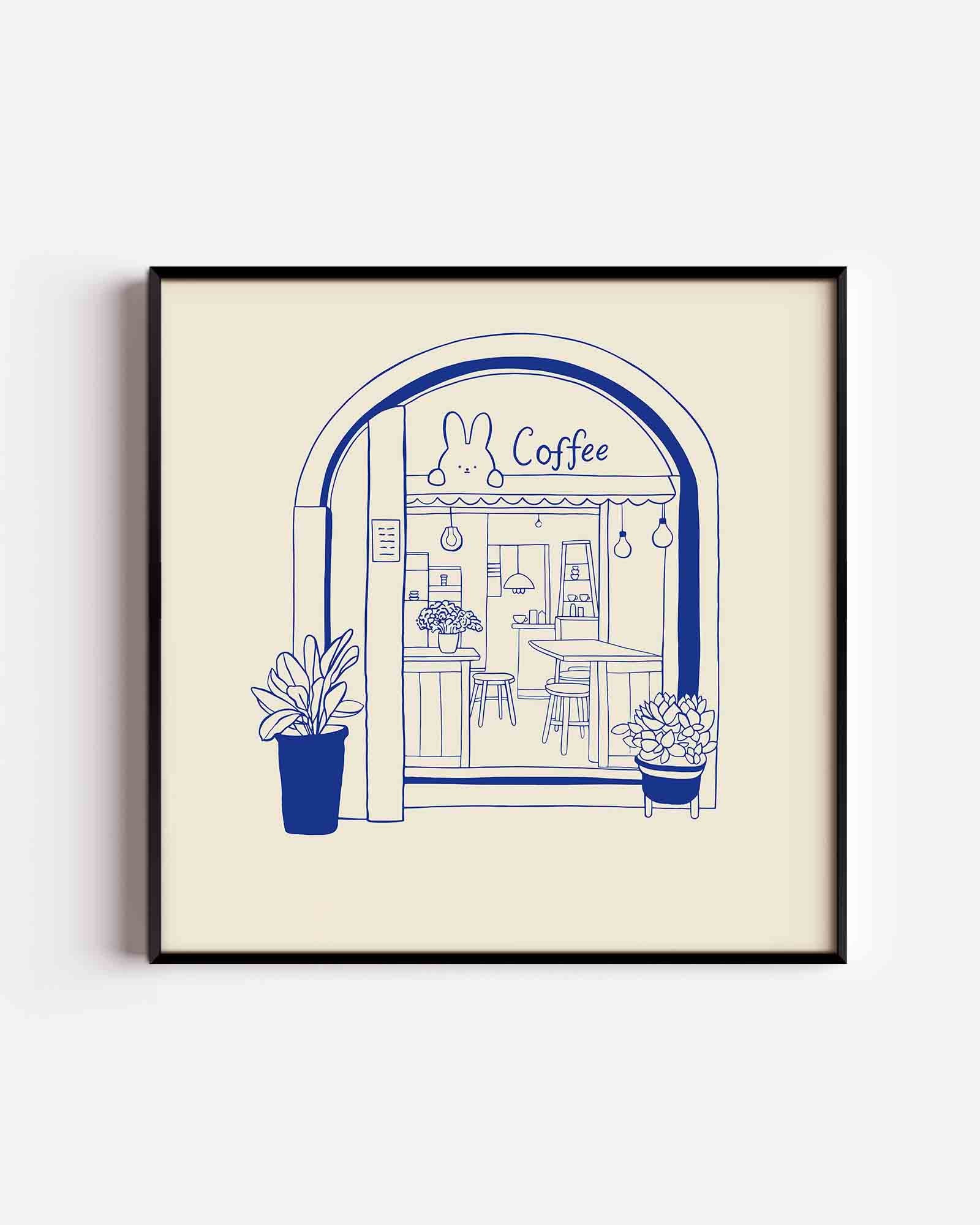 Koffiehuis illustratie Poster