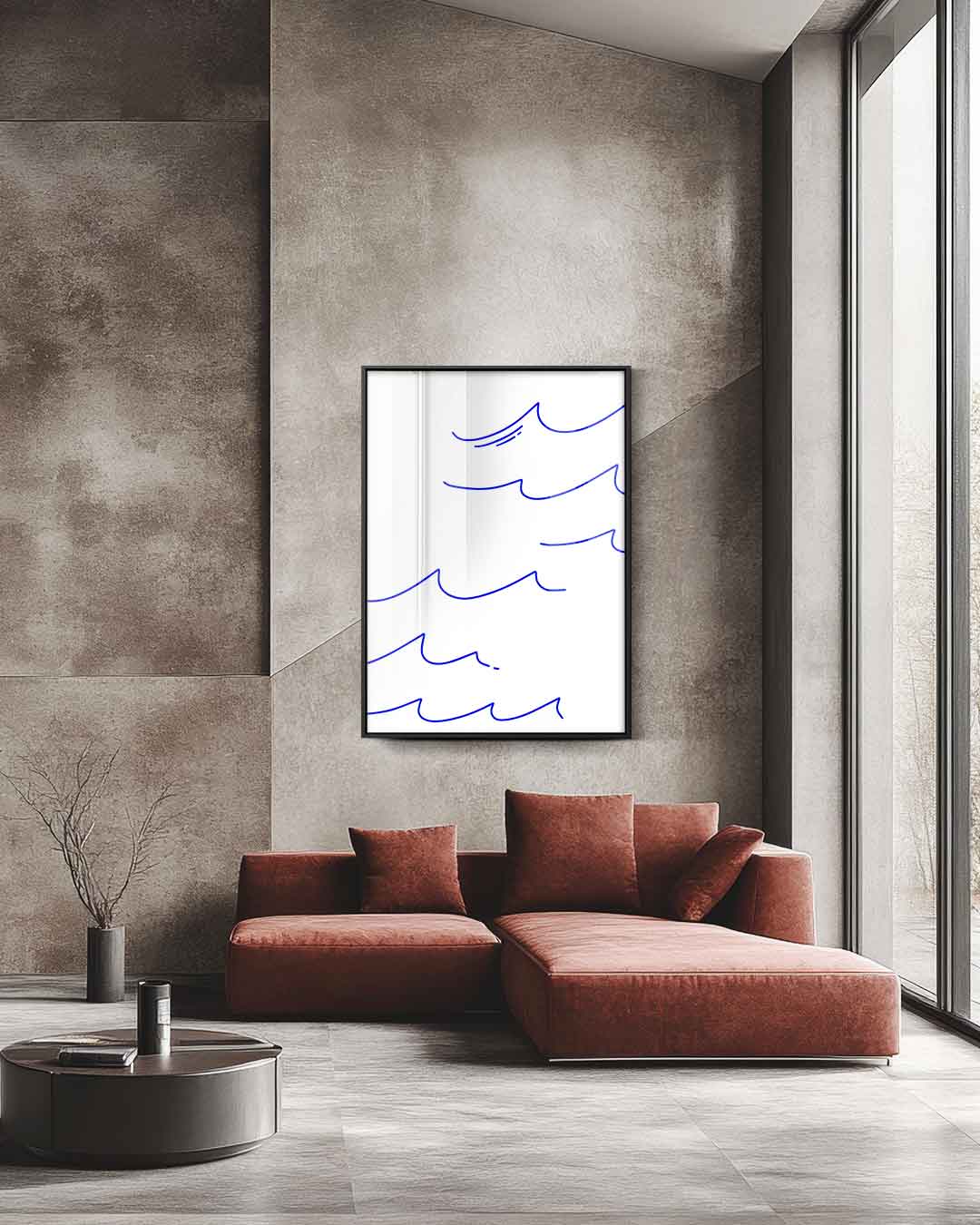 Blauwe Golven Kunstwerk-canvas-dibond-plexiglas-wanddecoratie-WallArtistic