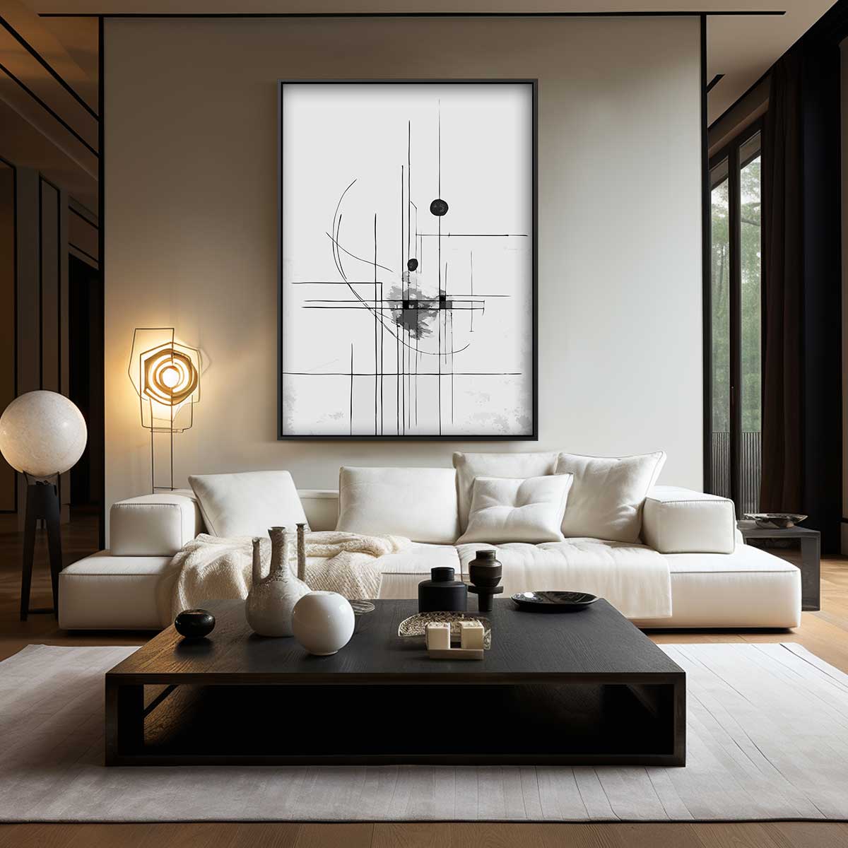 Abstracte Lijntango Kunstwerk-canvas-dibond-plexiglas-wanddecoratie-WallArtistic